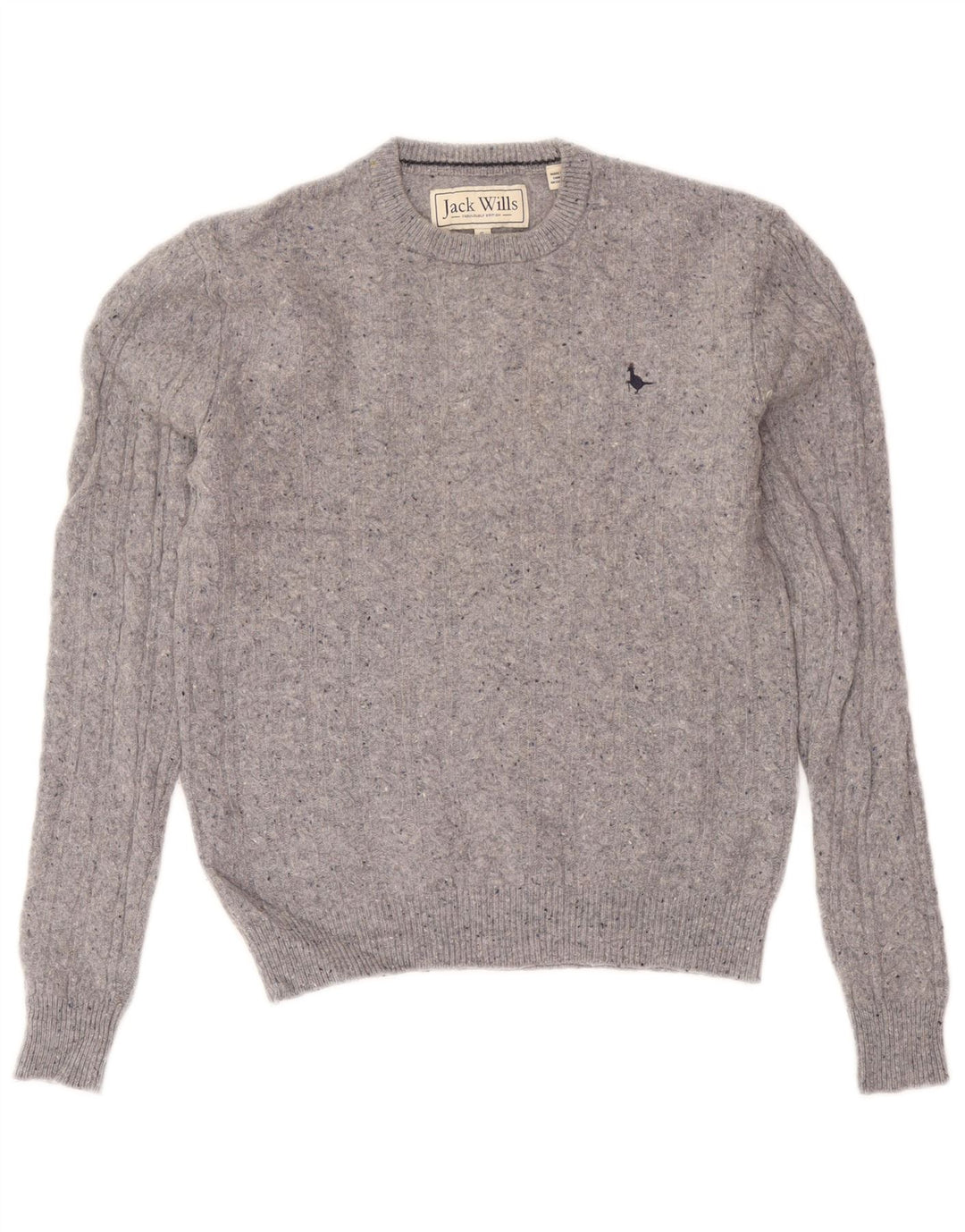 Jack Wills Ανδρικό πουλόβερ με λαιμόκοψη από μαλλί σε γκρι φλύκταινες
