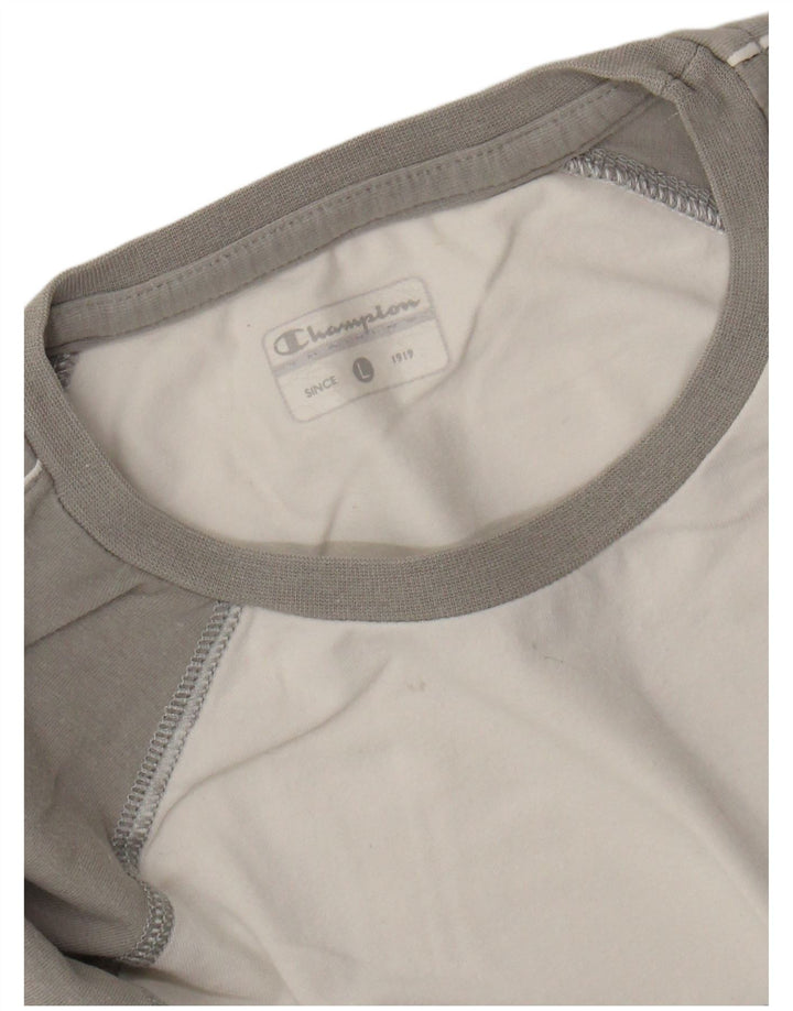 Γυναικείο T-Shirt CHAMPION Top UK 14 Large White Colourblock