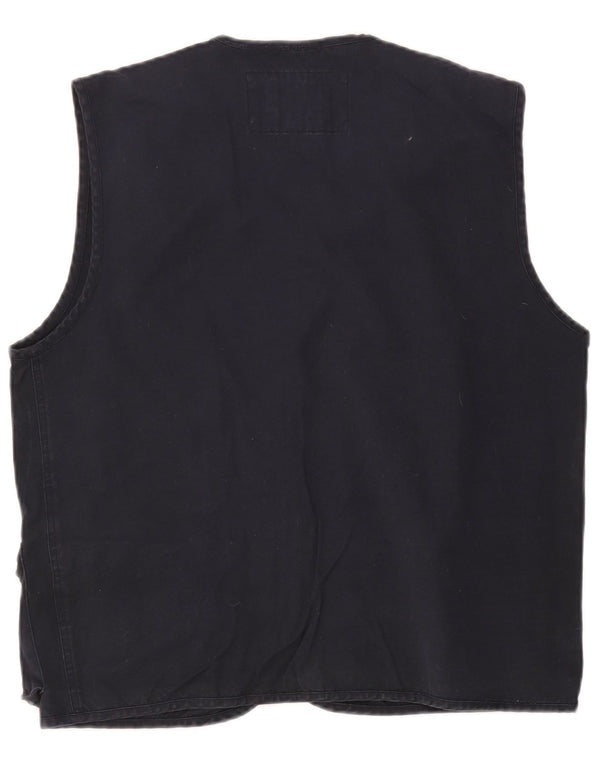 OXER Mens Utility Gilet UK 40 Large Navy Blue Cotton