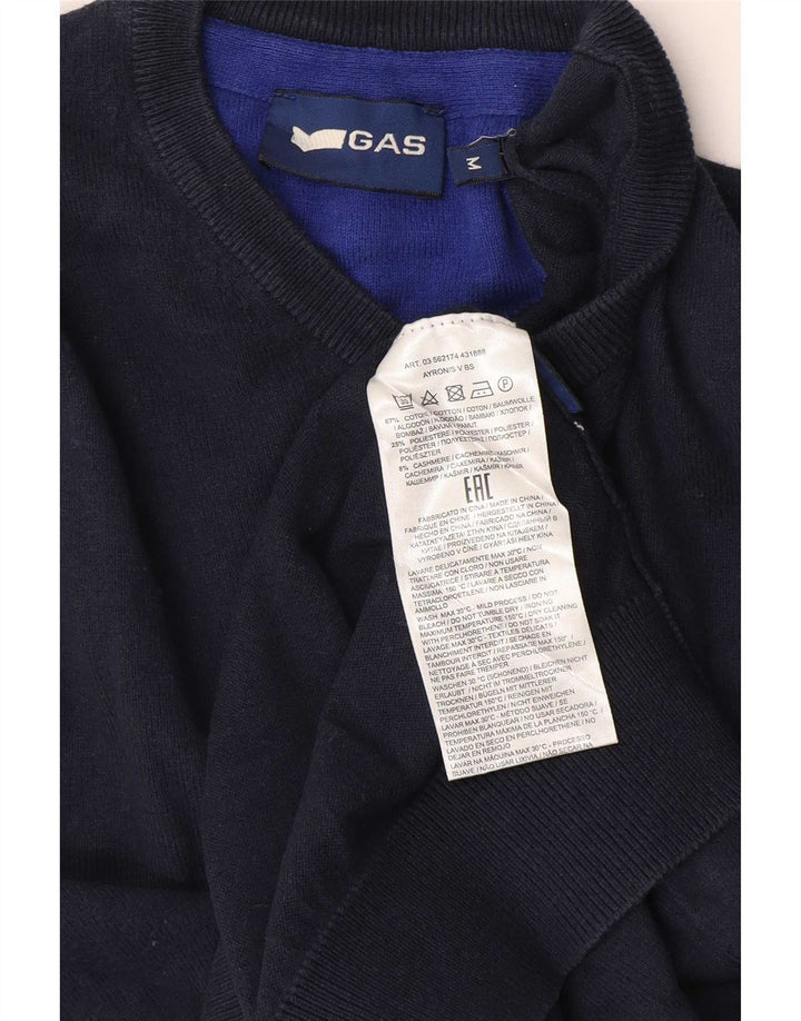 Ανδρικό πουλόβερ Gas με λαιμόκοψη με λαιμόκοψη μεσαίο μπλε βαμβακερό