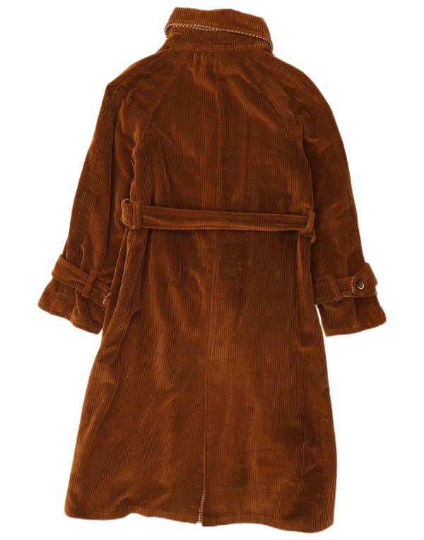 VINTAGE Womens Reversible Corduroy Overcoat UK 14 Medium Brown