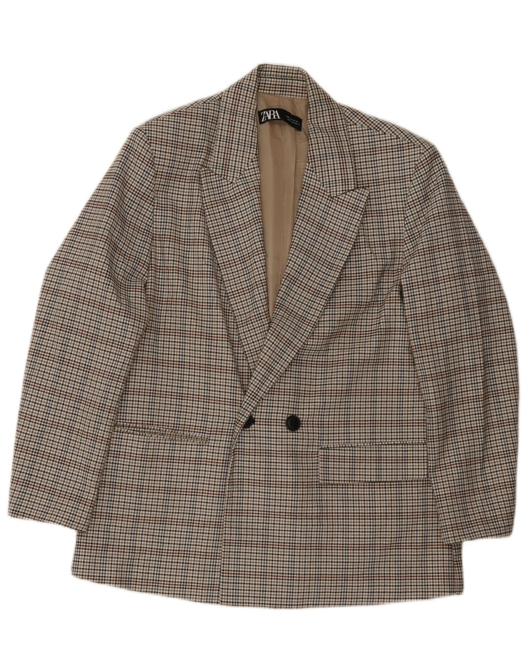 Zara Ανδρικό σακάκι με διπλό στήθος UK 38 Medium Grey Check Polyester