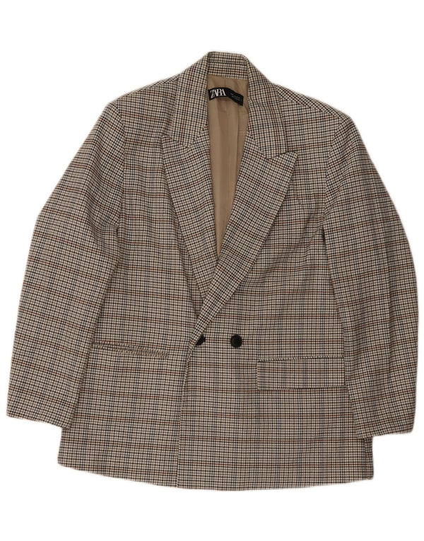 Zara Ανδρικό σακάκι με διπλό στήθος UK 38 Medium Grey Check Polyester