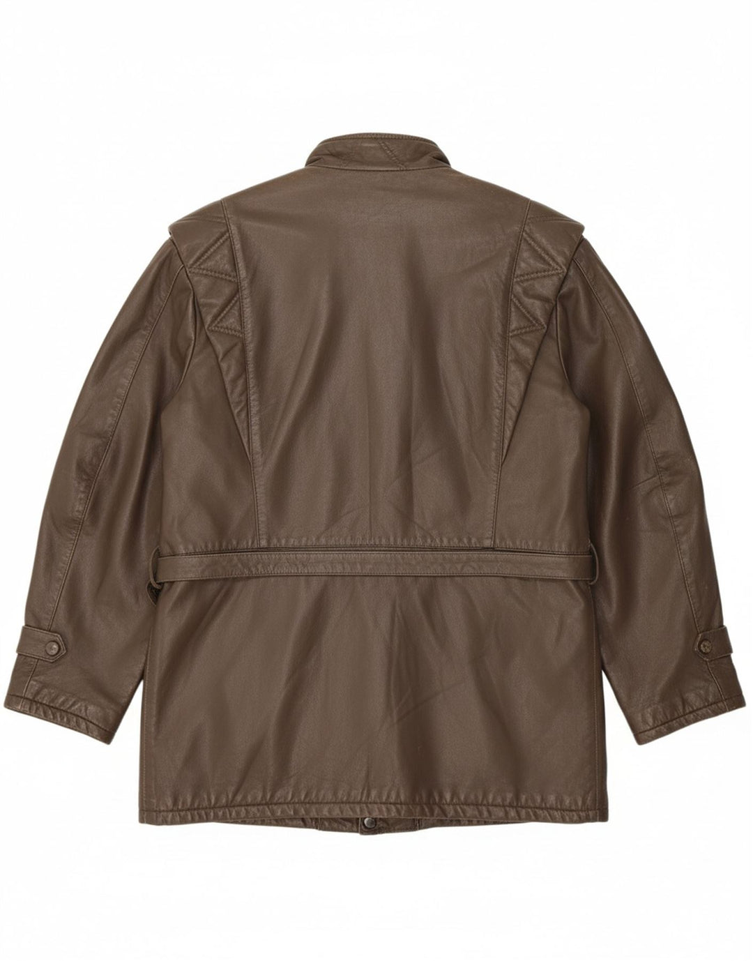 VINTAGE Womens Leather Jacket IT 48 XL Brown Leather