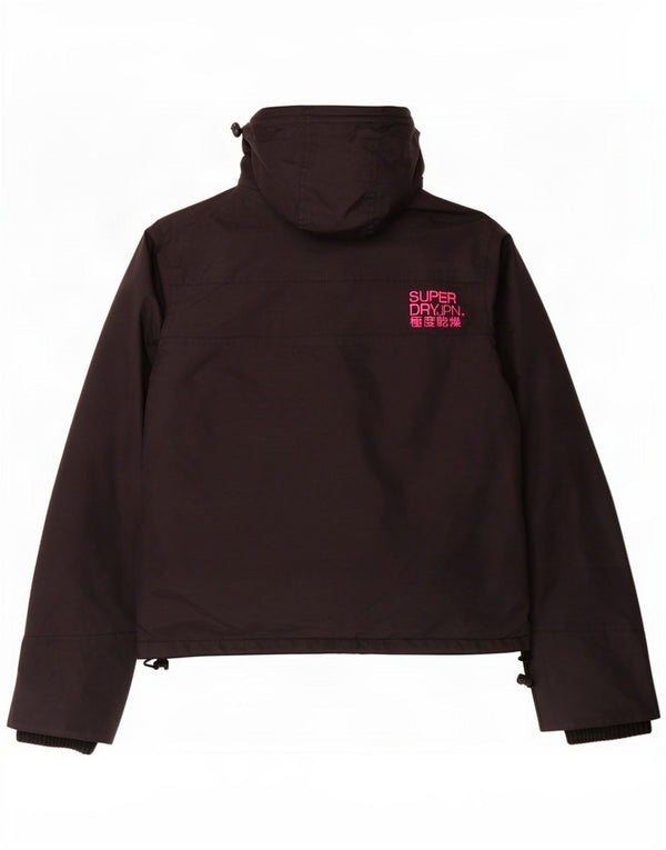 Superdry γυναικείο μπουφάν με κουκούλα αντιανεμικό UK 14 Medium Black Nylon