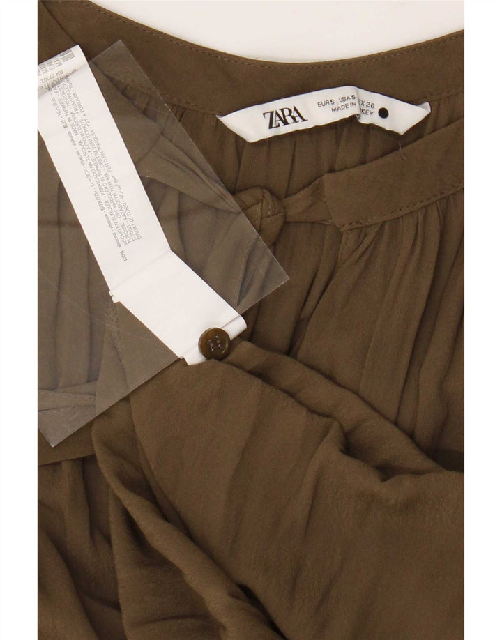 Zara Γυναικεία Μπλούζα Oversized Top UK 10 Small Green Viscose