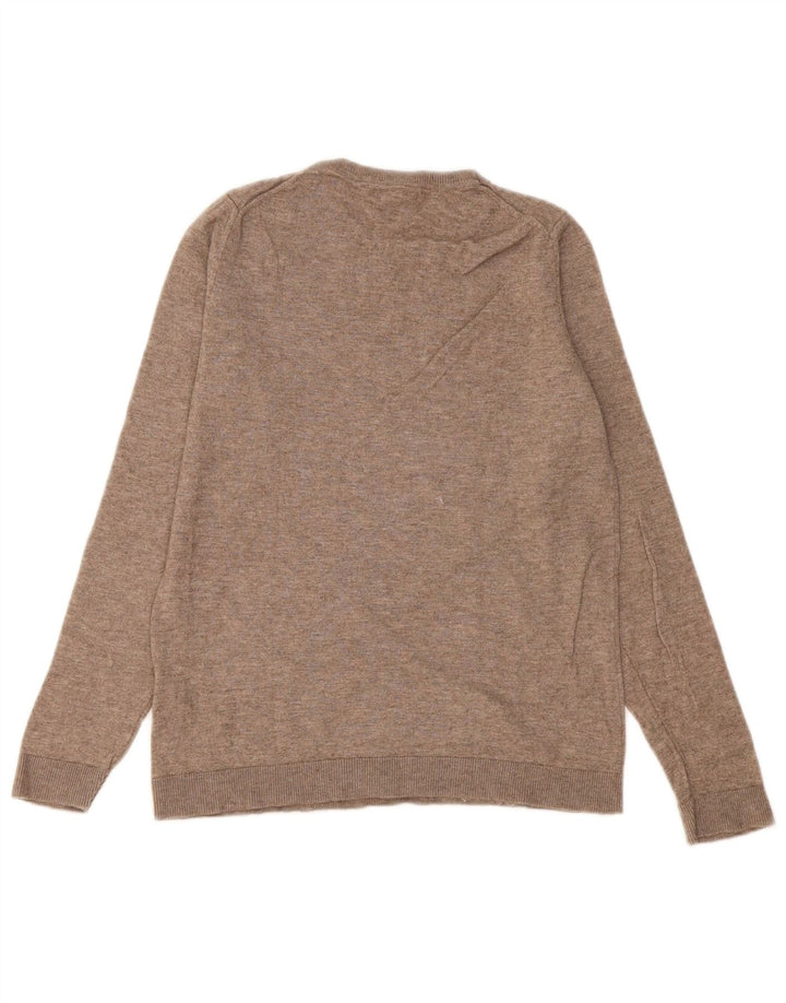 Massimo Dutti Γυναικείο πουλόβερ με λαιμόκοψη UK 10 Small Beige Wool