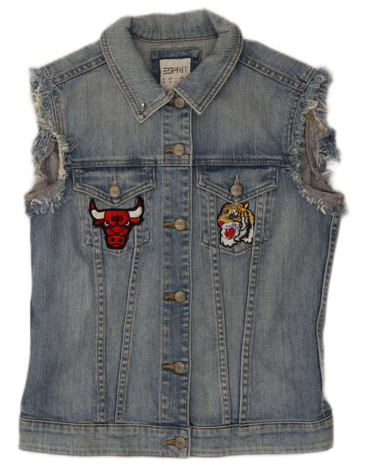 ESPRIT Γυναικεία Chicago Bulls Graphic Denim Gilet UK 12 μεσαίο μπλε βαμβακερό