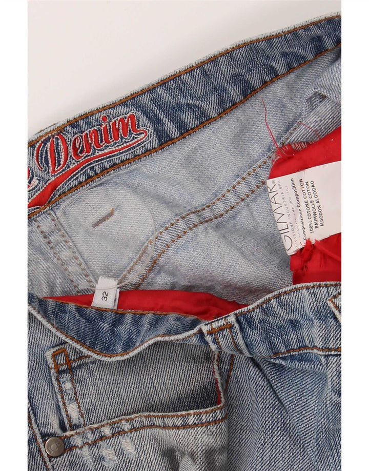 Iceberg Womens Pluto Distressed Slim Jeans W32 L32 Blue Cotton Cartoon