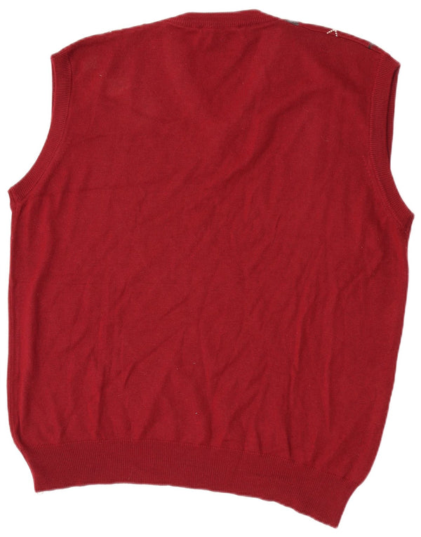 PAOLO OTTAVIANI Ανδρικό γιλέκο Tank Top 2XL Burgundy Argyle/Diamond Merino Wool