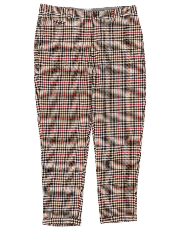 Zara Ανδρικό Cropped Παντελόνι EU 40 Medium W31 L25 Beige Check Polyester