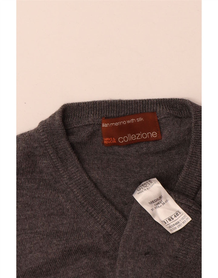 Marks & Spencer Ανδρικό γιλέκο Tank Top Medium Grey Wool Merino
