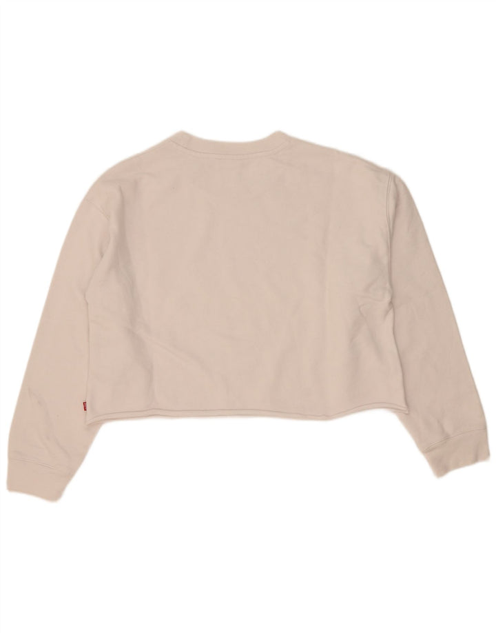 Γυναικεία Levi's Oversized Crop Graphic Φούτερ Jumper UK 10 Small White