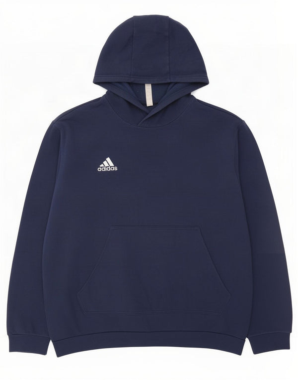 Adidas Ανδρικό Hoodie Jumper Large Navy Blue από βαμβάκι