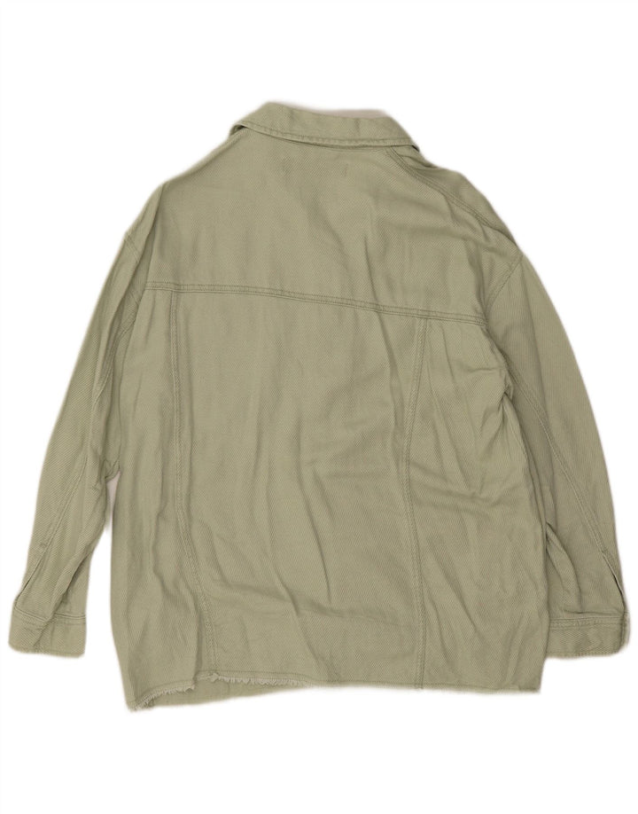 Zara Γυναικείο Oversized Bomber Jacket UK 10 Small Green Cotton