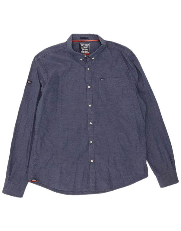 Ανδρικό πουκάμισο κανονικής εφαρμογής Superdry XL Μπλε βαμβακερό
