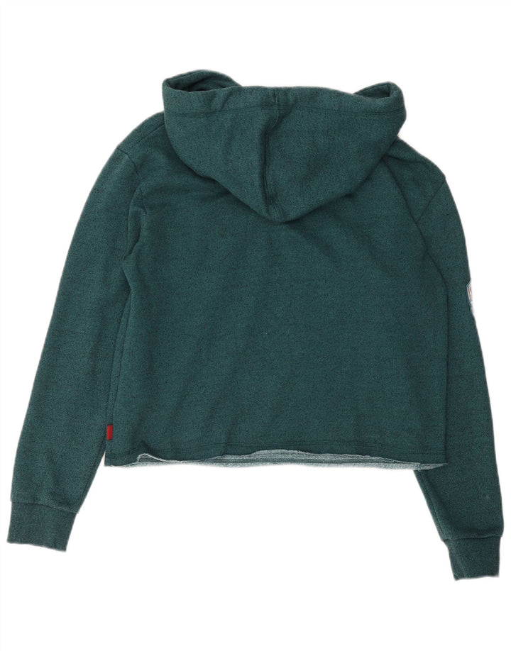 SUPERDRY Γυναικεία υπερμεγέθη Crop Graphic Hoodie Jumper UK 10 Small Green