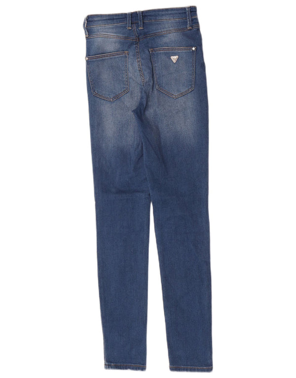 Guess Womens Distressed High Waist Skinny Jeans W25 L29 Μπλε βαμβακερό