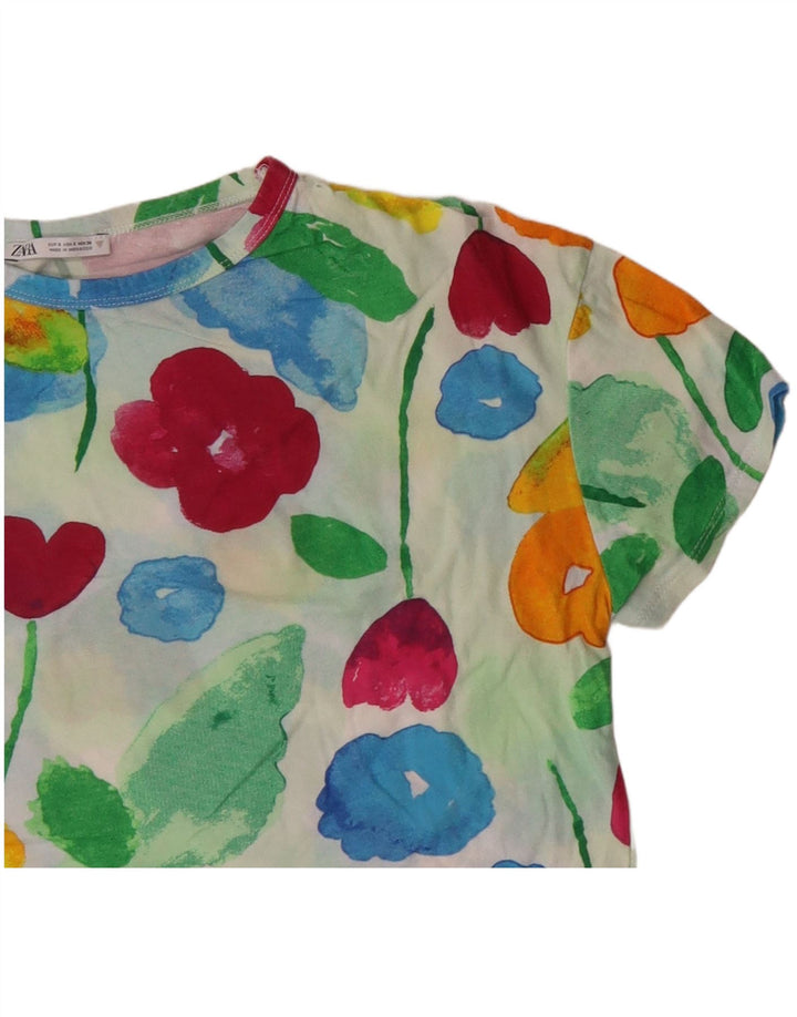 Γυναικείο γραφικό μπλουζάκι ZARA τοπ 10 μικρών πολύχρωμων λουλουδιών
