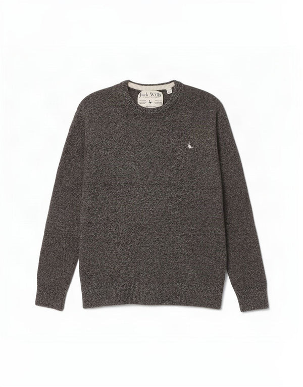 Jack Wills γυναικείο πουλόβερ με λαιμόκοψη UK 12 Medium Grey Flecked