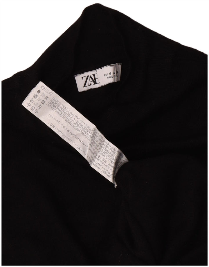 Zara γυναικείο πουλόβερ με λαιμό χελώνα UK 10 Small Black Viscose