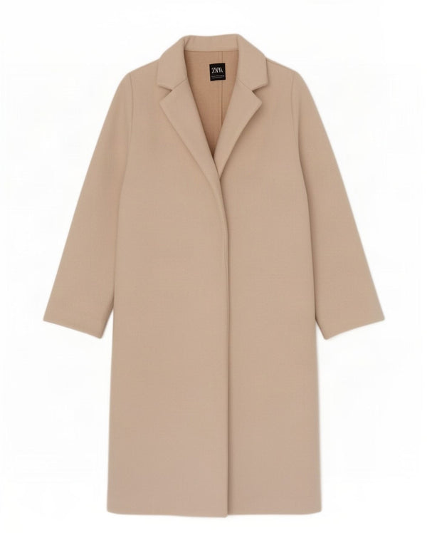 Zara Γυναικείο Ανοιχτό Πανωφόρι UK 12 Medium Beige Polyester