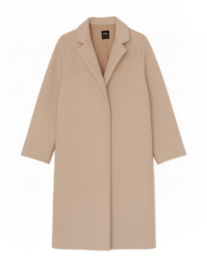 Zara Γυναικείο Ανοιχτό Πανωφόρι UK 12 Medium Beige Polyester