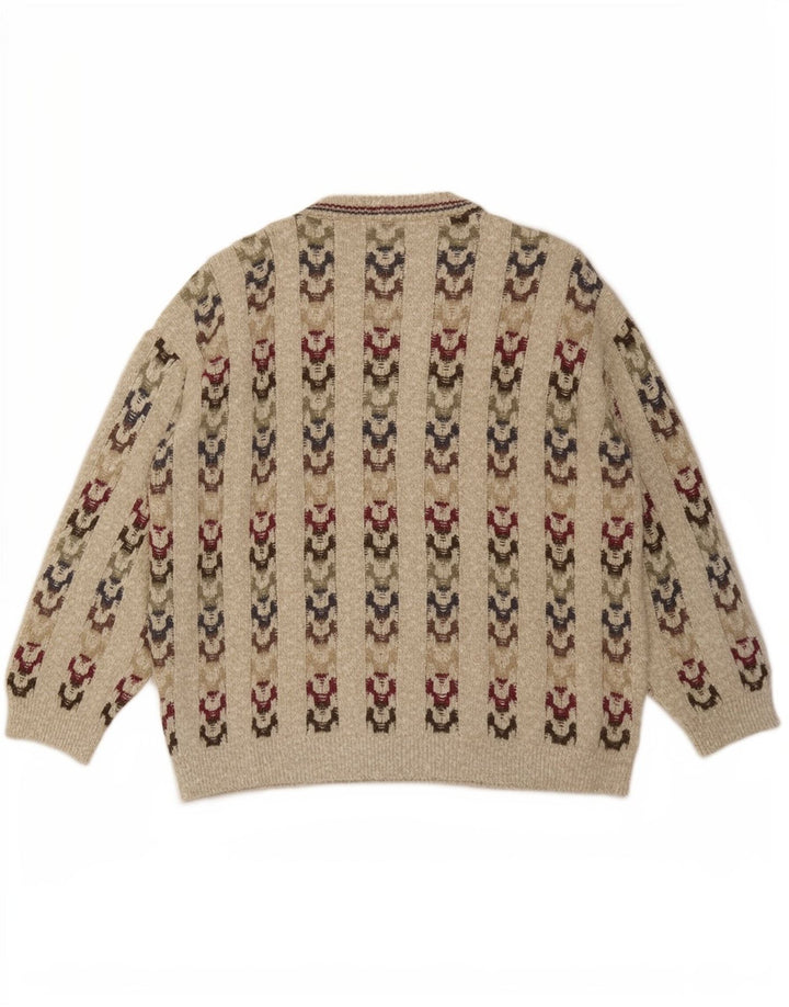 Ανδρικό πουλόβερ Paco Calvari Crew Neck Jumper IT 50/52 Medium Beige Geometric