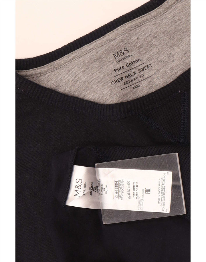 Marks & Spencer Ανδρικό φούτερ με κανονική εφαρμογή Jumper 3XL Navy Blue Cotton