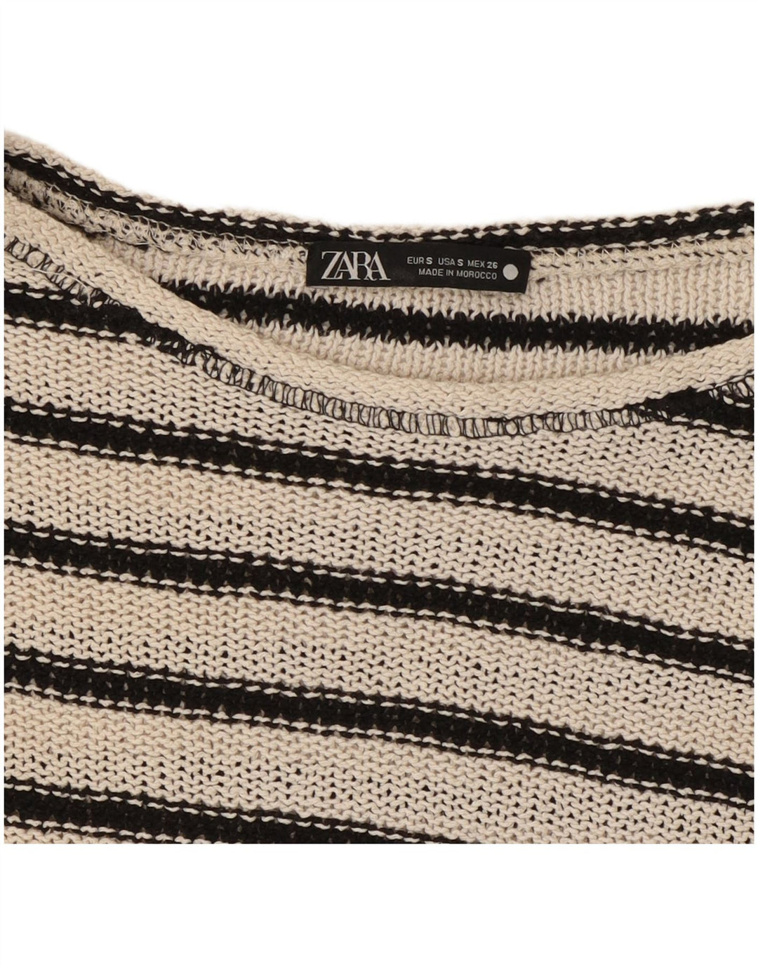 Zara Womens Oversized Crop Top UK 10 Small White ριγέ
