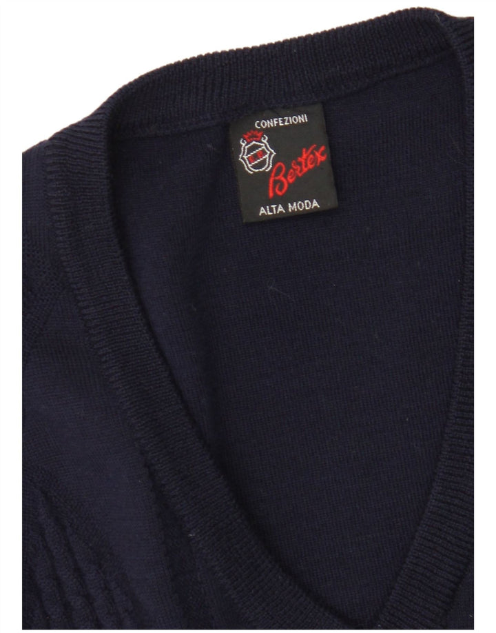 Vintage ανδρικό γιλέκο Tank Top Medium Navy Blue Argyle/Diamond Virgin Wool