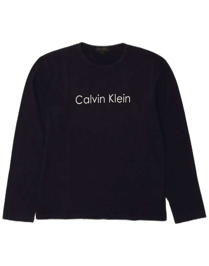 Calvin Klein Ανδρικό γραφικό μπλουζάκι με μακρυμάνικο μεσαίο μπλε βαμβακερό
