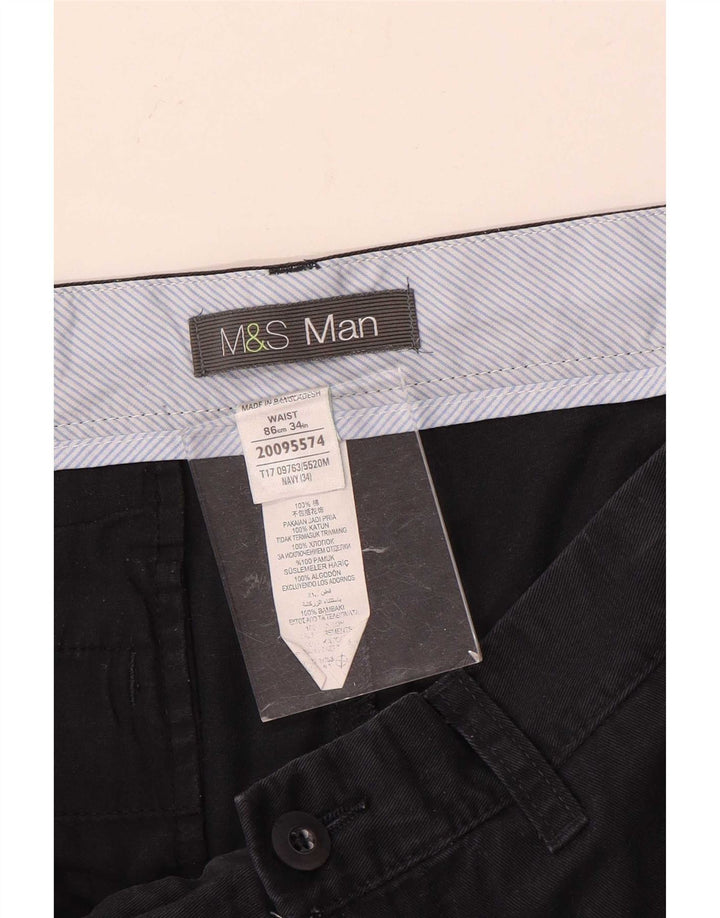 Ανδρικό σορτς Chino Marks & Spencer W34 Large Navy Blue από βαμβάκι