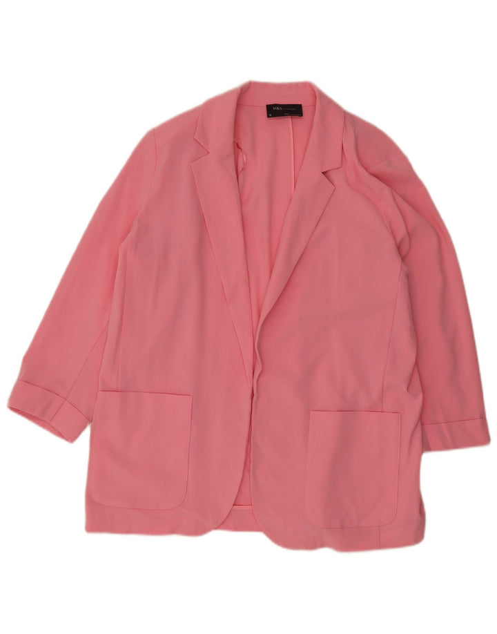 MARKS & SPENCER Γυναικείο μπουφάν 3/4 μανίκι ανοιχτό blazer UK 16 μεγάλο ροζ