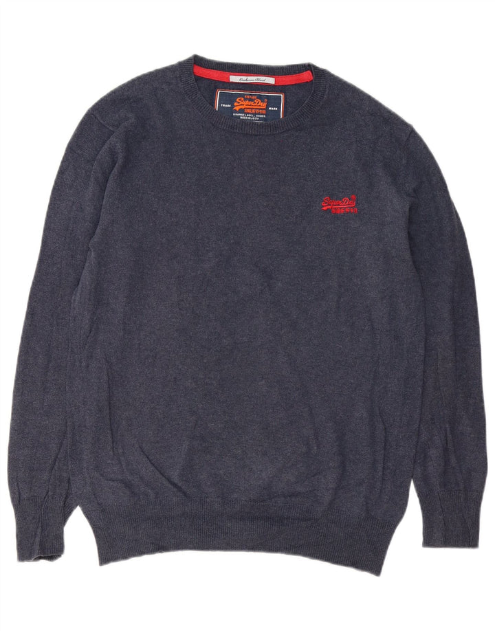 Ανδρικό πουλόβερ με λαιμόκοψη Superdry Μικρό Βαμβακερό Navy Blue
