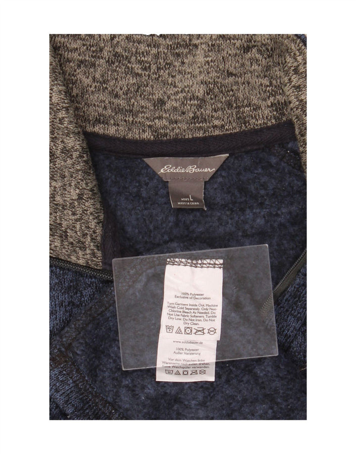 EDDIE BAUER Mens Zip Neck Sweatshirt Jumper Large Blue Flecked Polyester Vintage Eddie Bauer and Second-Hand Eddie Bauer from Messina Hembry 