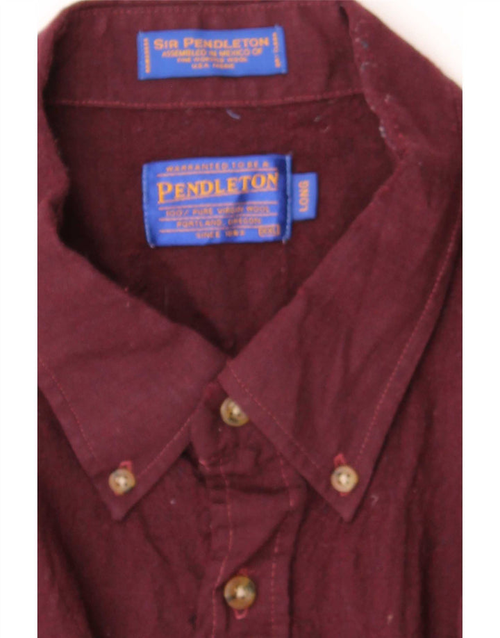 Pendleton Ανδρικό Μακρύ Πουκάμισο Φανελένιο 2XL Μαλλί μπορντό