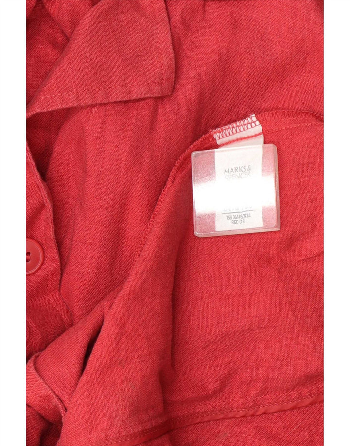 Marks & Spencer Γυναικείο μπλέιζερ με 3 κουμπιά μπουφάν UK 16 μεγάλο κόκκινο λινό