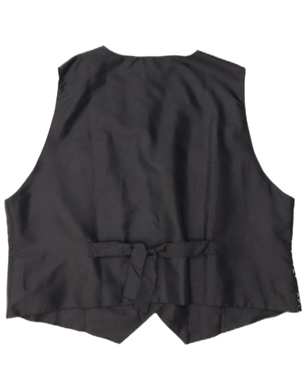 Vintage γυναικείο γιλέκο UK 26/28 5XL Μαύρη γεωμετρική βισκόζη
