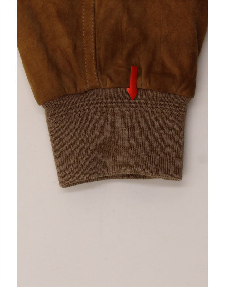 Vintage Ανδρικό Suede Bomber Jacket UK 42 XL Beige Leather