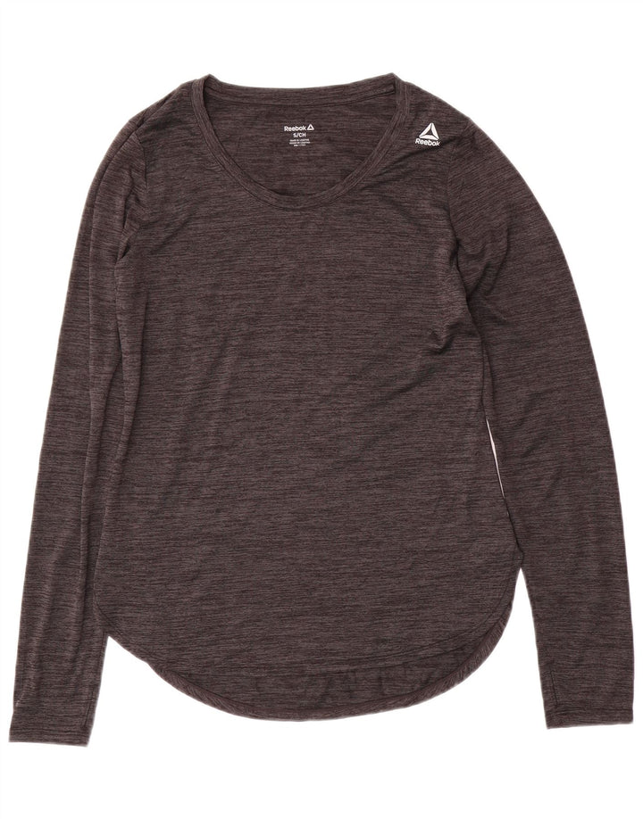 Γυναικείο μπλουζάκι REEBOK μακρυμάνικο UK 10 Small Grey Flecked Polyester