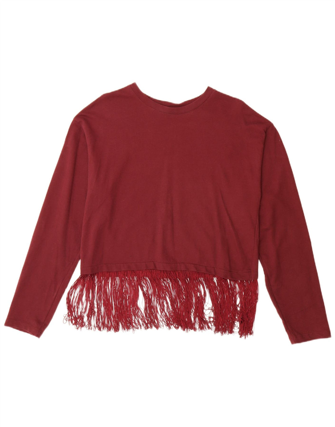ZARA Γυναικεία Μπλούζα Oversized Top UK 10 Small μπορντό βαμβακερό