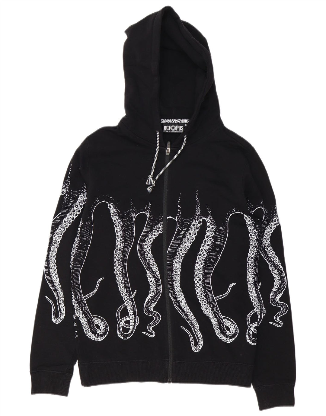 Ανδρικό πουλόβερ με κουκούλα με φερμουάρ Octopus Μικρό μαύρο βαμβακερό