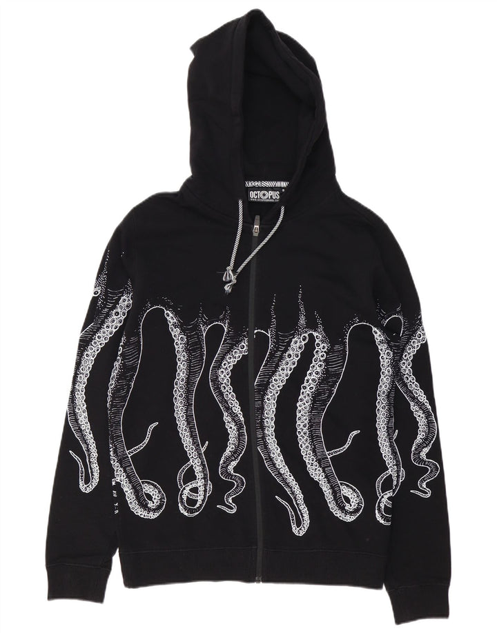Ανδρικό πουλόβερ με κουκούλα με φερμουάρ Octopus Μικρό μαύρο βαμβακερό