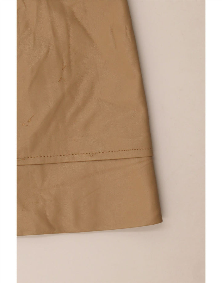 Zara Γυναικεία Faux Leather Φούστα Medium W28 Beige