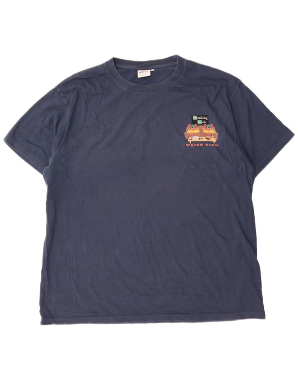 Ανδρικό μπλουζάκι Weird Fish Graphic T-Shirt Top 2XL Navy Blue Cotton