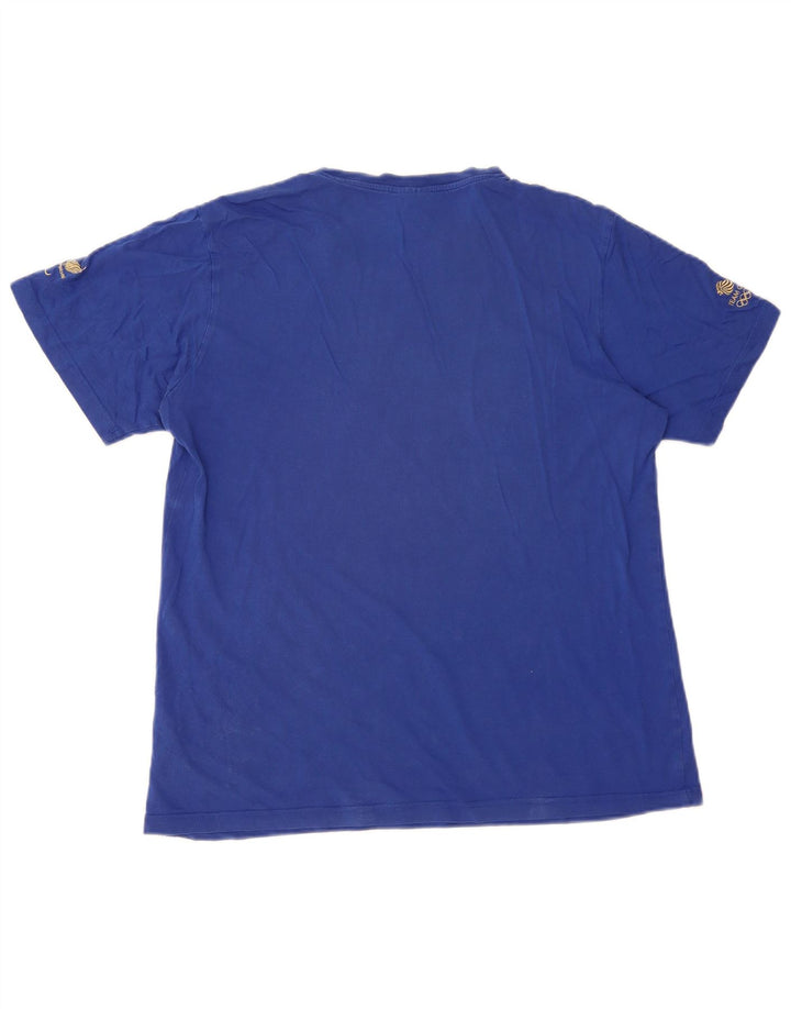 Ανδρικό γραφικό T-Shirt Adidas Top από μεσαίο μπλε βαμβακερό