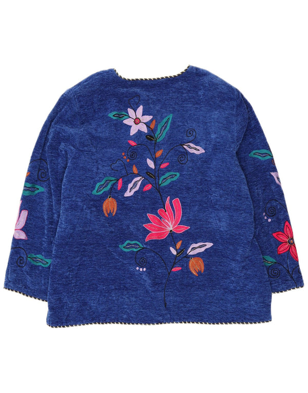 Γυναικείο πουλόβερ ζακέτα INDIGO MOON EU 42 4XL Blue Floral