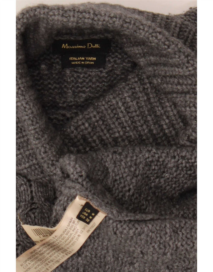 Massimo Dutti Γυναικείο πουλόβερ με ρολό λαιμόκοψη UK 14 μεσαίου γκρι μαλλί