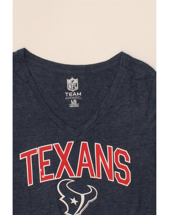 NFL Womens Houston Texans Graphic T-Shirt Top UK 16 Large Navy Blue Cotton Vintage NFL and Second-Hand NFL from Messina Hembry 
